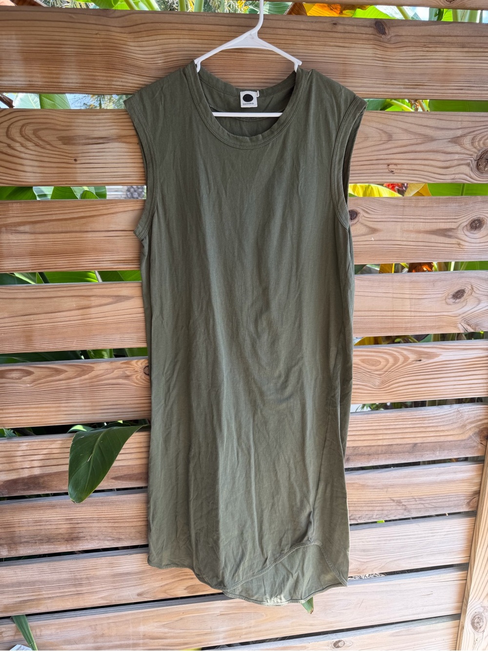 bassike Olive Green Sleeveless Tank Dress